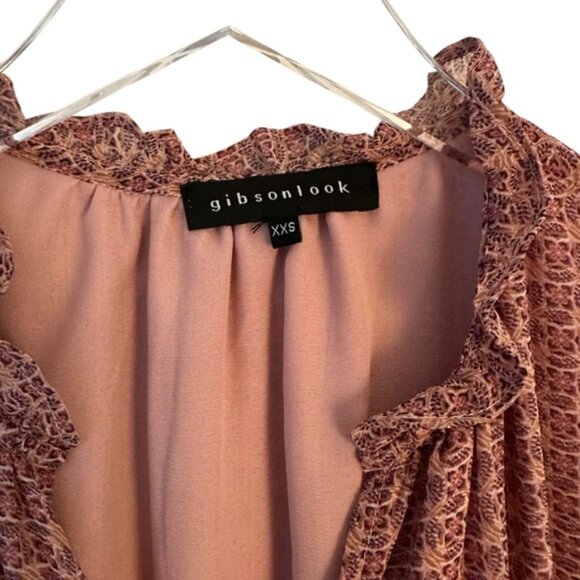Gibsonlook | Dusty Rose & Mauve Long Sleeve Maxi Tiered Dress Size XXS - Picture 5 of 11